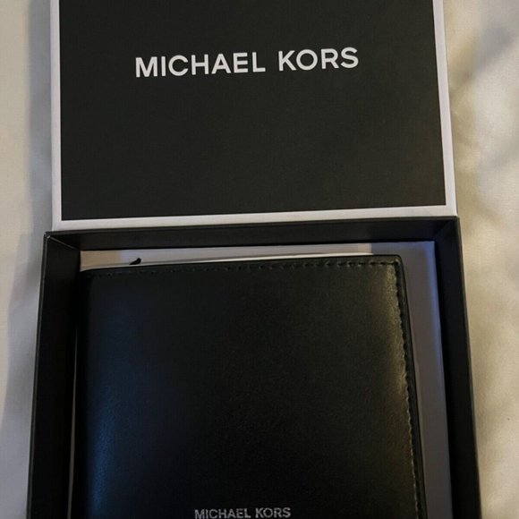 🆕MICHAEL KORS BLACK LEATHER MEN'S WALLET WARREN #86S0LWRF5L NIB $98.00 - Picture 9 of 12